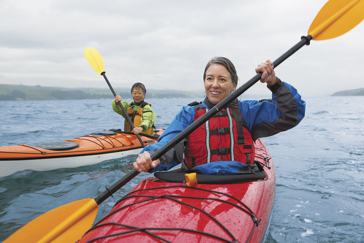 Riding a kayak